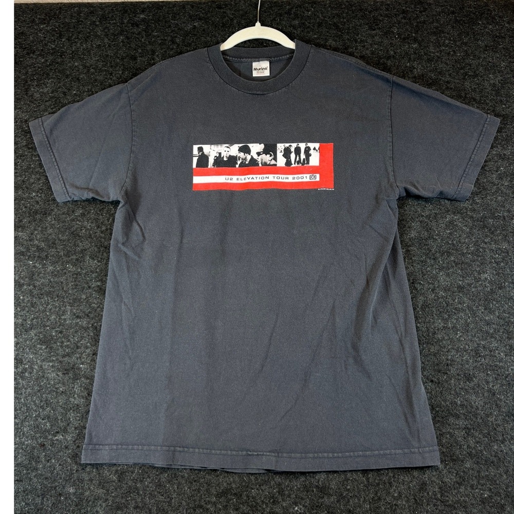 Vintage U2 Elevation Tour 2001 T Shirt Mens Large Murina Black Concert Y2K USA